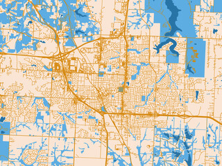Naklejka premium City map of Lee's Summit, Missouri – cream map with golden roads