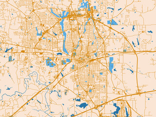 Fototapeta premium City map of Longview, Texas – golden linework with blue water