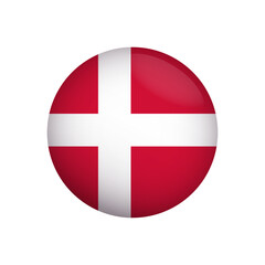 Obraz premium Vector Denmark Flag Glossy Button Round Danish National Symbol Icon
