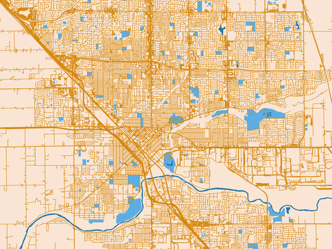 Geographic city layout of Modesto, California