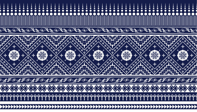 Embroidery ethnic pattern, Vector Geometric abstract background, Cross stitch classic aztec style,