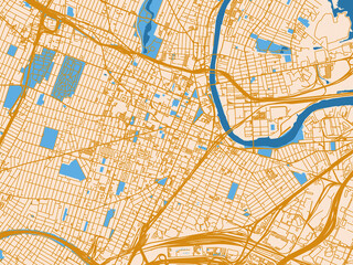 Fototapeta premium City map of Newark, New Jersey – light cream and blue contrast
