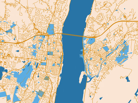 City street layout of Newburgh - Beacon, New York