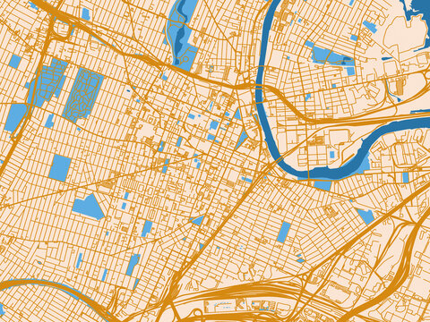 City map of Newark, New Jersey &ndash; light cream and blue contrast