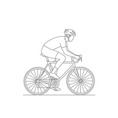 Obraz premium Minimalist Line Art Illustration of a Male Cyclist Riding a Road Bike, Black and White Vector Sketch
