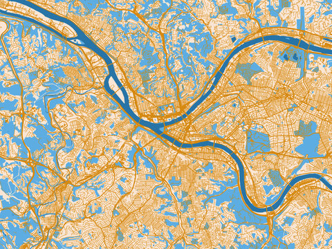 Urban map poster &mdash; Pittsburgh, Pennsylvania