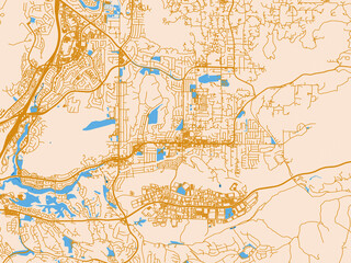 Fototapeta premium City map of Poway, California – mustard-gold streets on cream