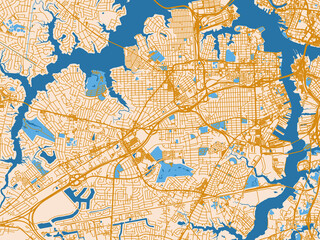 Obraz premium City layout poster of Portsmouth, Virginia