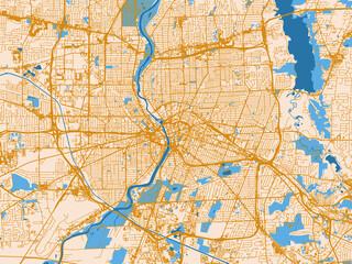 Fototapeta premium Geographic city layout of Rochester, New York