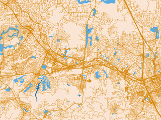 Fototapeta premium City map of San Marcos, California – cream map with golden roads