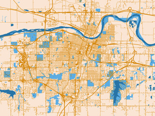 Obraz premium Urban map poster — Topeka, Kansas