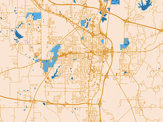 Fototapeta premium City plan map of Tupelo, Mississippi