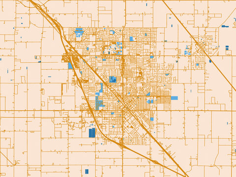 Urban grid map of Turlock, California