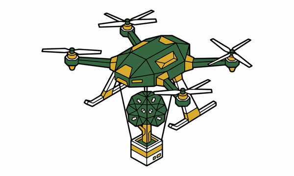 Flat Vector Illustration of a Wind Turbine inside a Blue Water Drop Symbolizing Clean Green Energy and Environmental Sustainability