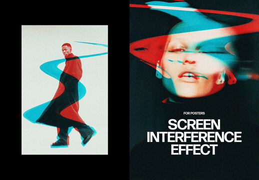 Screen Interference Poster Photo Effect Mockup