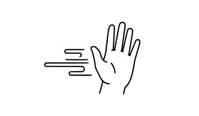 Obraz premium Waving hand greeting motion line icon welcome gesture vector