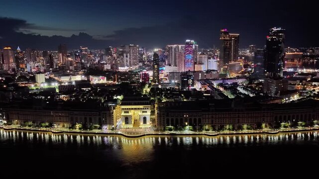 The most beautiful Koh Pich district at night in the Phnom Penh, Cambodia
