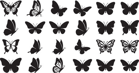 16 Minimalist Butterfly Silhouette Icons - Vector Wing Styles Set. © Murad