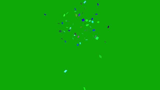 3D confetti explosion animation on greenscreen background  Vibrant Multi Colored Square Paper Particles Bursting for Video Editing, YouTube Intro, Marketing Promo and Festive Events