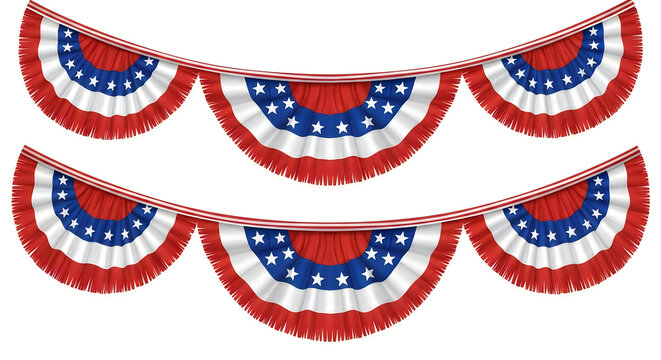 Memorial day patriotic bunting garland with red white and blue colors