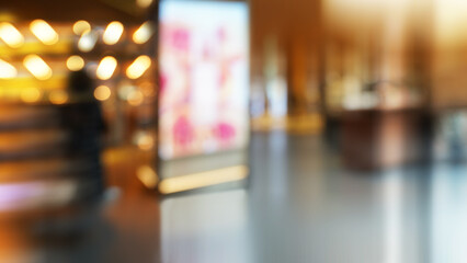 Fototapeta premium Blurred Hotel Lobby with Warm Ambient Lighting and Elegant Decor