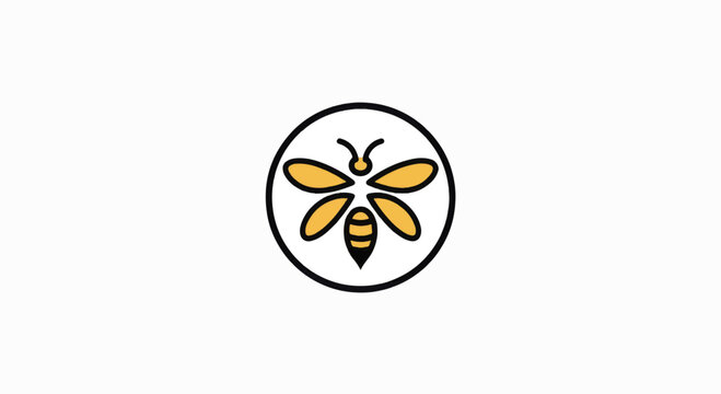 Simple Black and Yellow Bee Illustration.