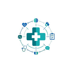 Obraz premium Medical healthcare symbol with icons.