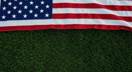 Fototapeta premium American flag on green grass background