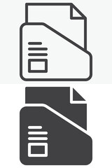 File folder document icon. Line outline and solid icon set, editable stroke vector sign and symbol. Folder icon for storage and organization.
