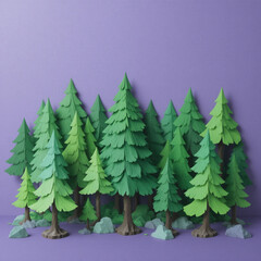 Fototapeta premium Minimalist Green Forest Environment for Game Design or Web Background