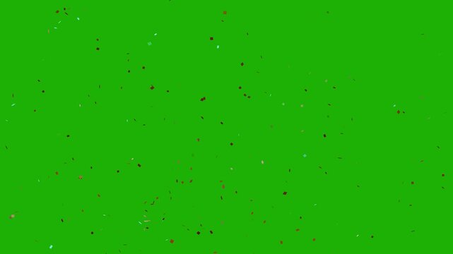 3D Confetti Explosion Overlay on Black Background; Slow Motion Falling Festive Paper Ribbons for Christmas, Wedding Reception, Valentine Day and Anniversary Celebration Theme