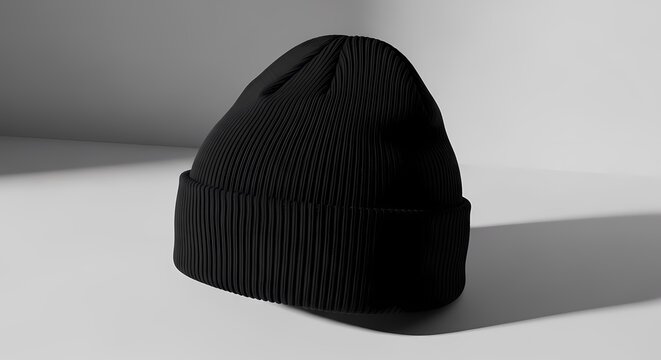 Black beanie hat simple minimal product photo