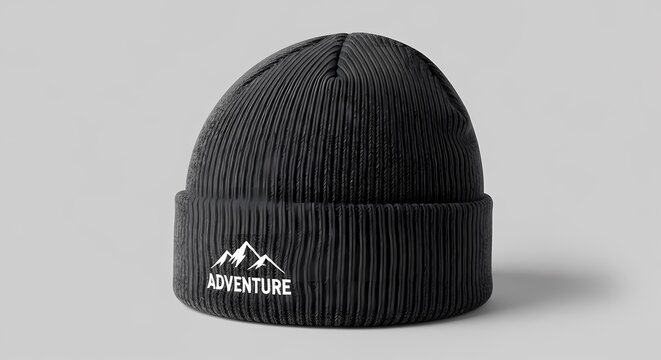 Gray beanie hat isolated on minimal background