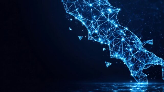 A mesmerizing network of interconnected points and lines forms an ethereal, abstract representation, glowing against a deep, dark backdrop. ..Created with Generative AI, not depicting real subjects.