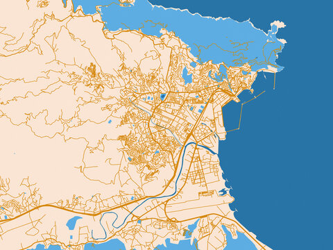 Urban grid map of Bejaia, Algeria