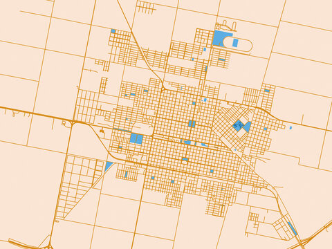 Urban map poster of San Francisco, Argentina &ndash; light cream and blue contrast