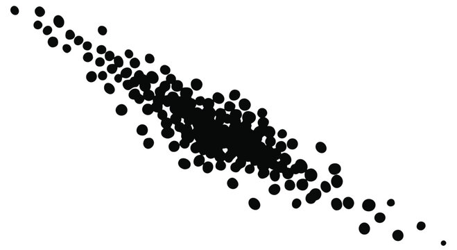 Abstract scatter plot showing a strong negative correlation between two variables.
