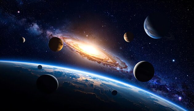 Planets orbiting a bright star in a galaxy from a distant world