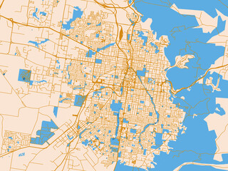 Fototapeta premium City map of Toowoomba, Australia – gold and blue map palette