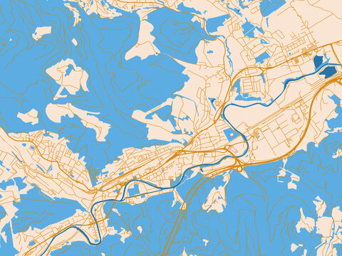 Minimal city map of Kapfenberg, Austria with cream map with golden roads