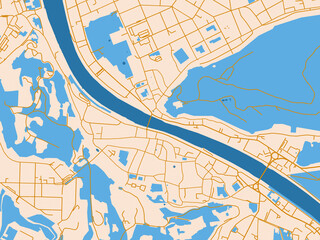 Fototapeta premium City map of Salzburg Zentrum, Austria – light cream and blue contrast