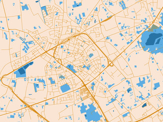 Obraz premium City map of Sint-Niklaas, Belgium – mustard-gold streets on cream