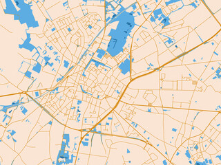 Fototapeta premium Minimal city map of Sint-Truiden, Belgium with cream map with golden roads