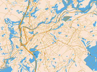 Fototapeta premium Minimal city map of Verviers, Belgium with mustard-gold streets on cream