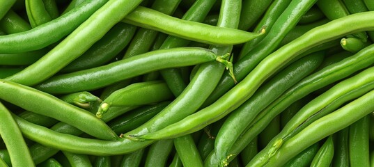 Fototapeta premium Freshly Harvested Organic Snap Beans Displayed in a Rustic Basket for Culinary Inspiration.