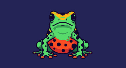 Obraz premium Green Frog with Orange Belly Sitting.