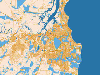 Naklejka premium Cartographic street layout — Joao Pessoa, Brazil