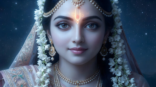 Divine tilak glowing portrait illustration background wallpaper