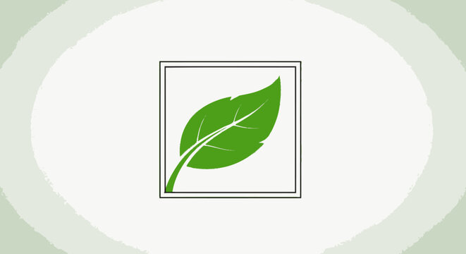 Green leaf in a square frame.