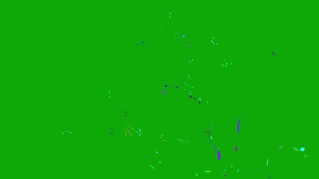 Confetti Burst Animation expolsion for Green Screen Background; 3D Confetti Explosion with Realistic Depth on Black Background; Flying Colorful Paper Particles  Corporate Success, Business Milestone,